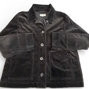 Free Assembly Womens XL Corduroy‎ Chore Jacket Black Utility Button Front